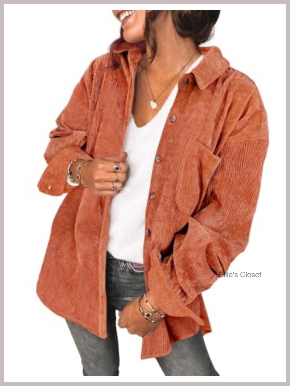 Women's Oversized Lightweight Corduroy Button Down Shacket Jacket
